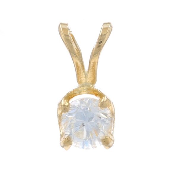 Yellow Gold Diamond Solitaire Pendant - 14k Round Brilliant .26ct